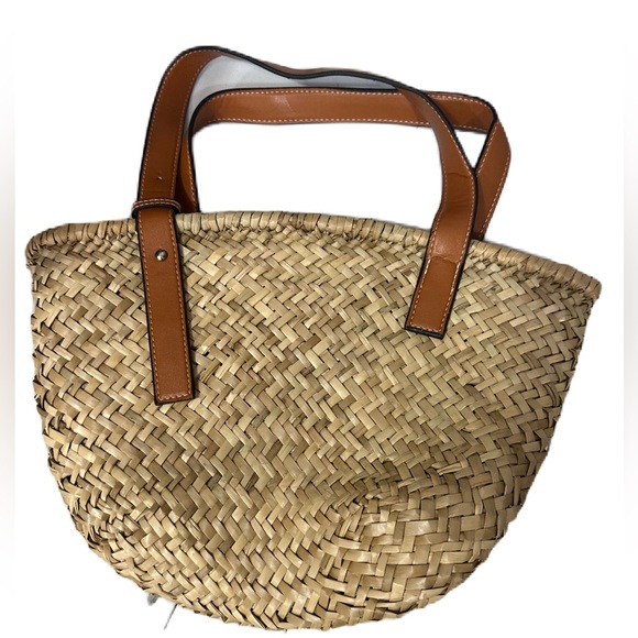 Straw Basket Tote Bag for Women PU Leather Strap Hollow Woven Top Handle… - Picture 7 of 7